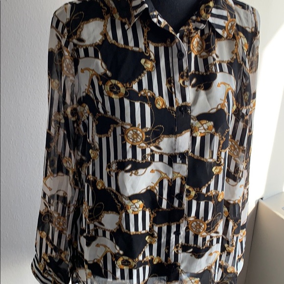 Forever XXI  Sheer Chain Link Blouse Size L - Picture 9 of 9